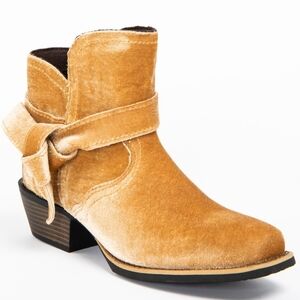 Velvet Ankle Boots in Tan